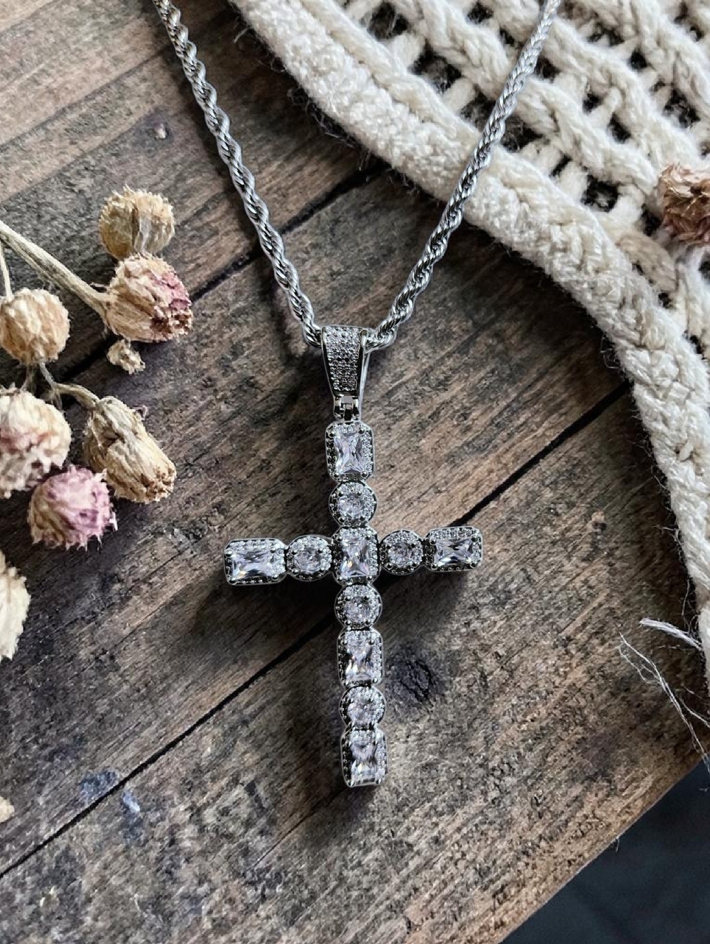 Sparkling Silver Crystal Cross Necklace - Timeless Pendant